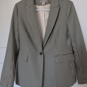 H&M Black and White Houndstooth Blazer